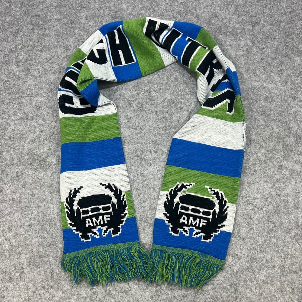 Sounders AMF Couch Ultras Knit Soccer Scarf Blue‎ Green White Fringe Team Fan